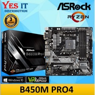 Asrock B450M Pro4 AM4 Socket 3 PCI-E Slot Micro ATX Form Factor Motherboard