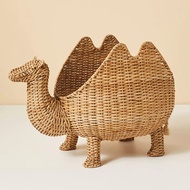 Rattan Toy Storage Basket Handmade Woven Animal Ornament Rattan Covered Cartoon Toy Storage Basket M