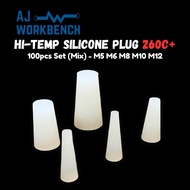 100pcs High temp 260C Silicone Plug - Powder Coating Masking Plug M5 M6 M8 M10 M12
