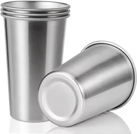 4pcs 700ml 500ml Stainless Steel Cups Metal Pint Cups Unbreakable Shatterproof Drinking Glasses Stac