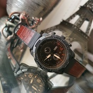 Fossil FS5713 Bronson Chronograph Watch with Rotating Bezel and Black Dial in Brown Croco Leather St