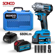 SONCO 680NM/880NM Heavy Duty Cordless Impact Wrench Electric 1/2 Inch Socket Drill Screwdriver Bater