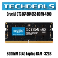 Crucial CT32G48C40S5 DDR5-4800 SODIMM CL40 Laptop RAM - 32GB