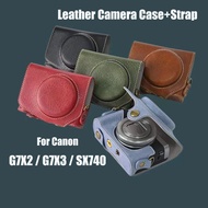 Pu Leather Cover Camera Case With Strap For Canon G7X3 G7X2 SX740 Bag G7X II/G7X III