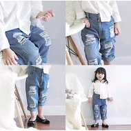 Ripped Denim Wide Leg Pants | Size 1-7 years | Girls' ripped jeans trousers