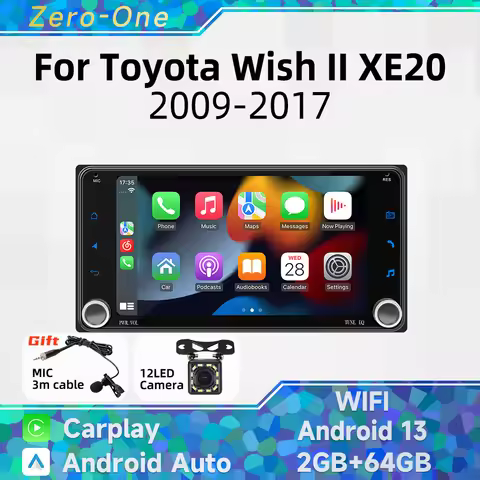 2Din 7" Screen Stereo Wireless Carplay Android Car Multimedia Radio for Toyota Wish 2 II XE20 2009-2