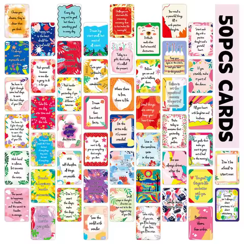 50pcs Uplifting Positive Affirmation Cards, Mini Note Card for Lunch Box, Colorful Motivational Card