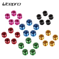 Litepro 5ชิ้นสายฟ้า MTB ถนนจักรยานเดี่ยว Chainring แผ่นน็อตสกรูพับจักรยานที่มีสีสันถั่วเหล็ก Crankse