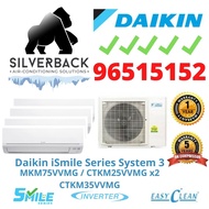 DAIKIN ISMILE ECO SERIES (5 TICKS WITH WIFI)  SYSTEM 3 AIRCON WITH INSTALLATION (R32 GAS)
