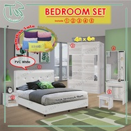 TW【KL & Selangor】【Siap Pasang】【QUEEN/KING】Bedroom Set /Set Bilik Tidur/Wardrobe/Dressing Table/Bed S