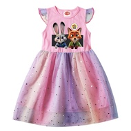 Kids Girl's Dress Pure Cotton Fashion Zootopia 2 Drees For Girl Kids Baby Girls Princess Dress 2-10 