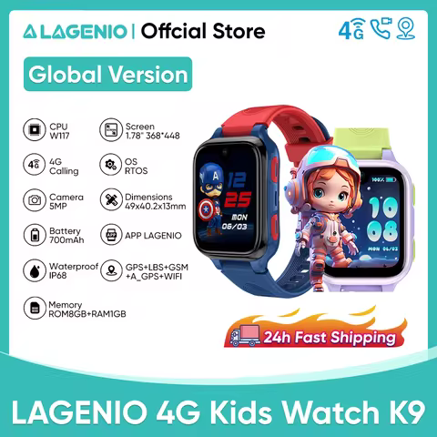 LAGENIO K9 AI 4G Kids Smart Watch HD Camera Video Calling SOS GPS Tracking Child Smartwatch Thinnest