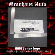 Mercedes Benz AMG Side Fender Turbo 4matic Emblem Logo Silver Gloss Black