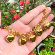 Rantai Tangan Emas Suasa Buah Hati Bold Gold Plated Love Pendent Bracelet