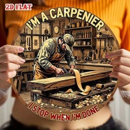 HELLOYOUNG Vintage Carpenter Metal Sign 7.87 Inch Round Aluminum Wall Art Decor for Workshop Garage 