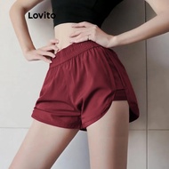Sporty Sports Shorts Plain Fake 2-In-1 Basic Sports Shorts for Women LNL64202