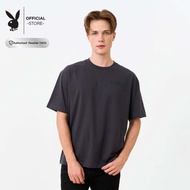PLAYBOY เสื้อยืดคอกลมแขนสั้นพิมพ์Playboy P1MT259OT027GY