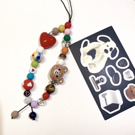 KIKI Fairy Tale Rainbow Phone Chain Beads String Cartoon Bear Cute Camera Chain Digital Accessories