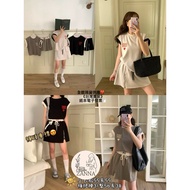< zanna > 6361 (r e) f3-1 Air Cotton Embroidery Stitching Design Short-Sleeved Top+Zipper Hakama Wom