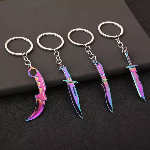 Mini Valorant Melee Reaver 2.0 Karambit Keychain Game Peripheral Samurai Dagger Model Metal Key Ring