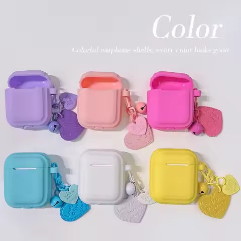 Earphone Case with Heart-shaped Keychain for AirPort Pro 2 2022 2nd Generation Air Pods 3 2 1 3rd Ge