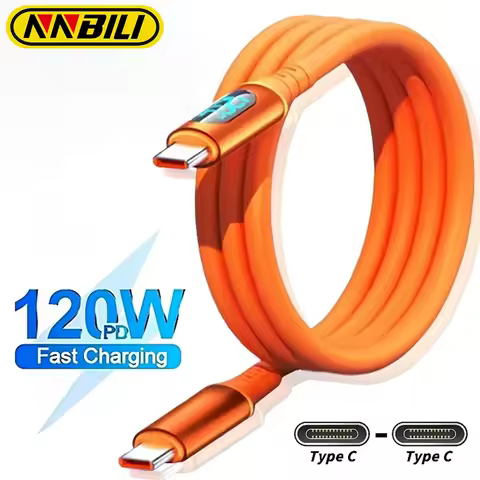 NNBILI 6A A-C and C-C Fast Charging 120W USB Type C LED Digital Display Cable For Samsung HUAWEI Xia