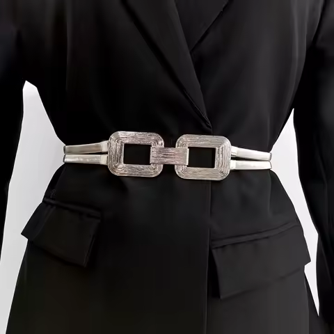 Designer Elastic Silver Chain Belts For Women High Quality Stretch Cummerbunds Gold Waist Corset Bel