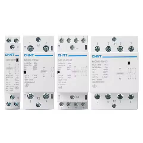 CHINT NCH8 20A 25A 40A 63A 1NO 1NC 2NO 2NC 4NO 2P 4P Din Rail Household MIni AC Contactor 220V 230V