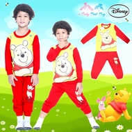 ชุดนอน ชุดนอนเด็ก ชุดนอนเด็กชาย ลาย Disney Winnie The Pooh สีแดง เสื้อแขนยาว กางเกงขายาว ผ้าดี ใส่สบ