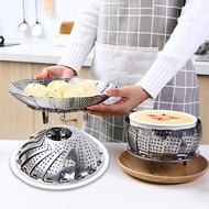 AT-🎇Household Stainless Steel Steamer Rack Retractable Folding Steamer Creative Steamer Multi-Functional Thickened Steam