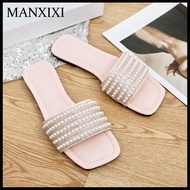 MANXIXI Fashion Women Beautiful Peals Flat Slippers (Size 35-43)