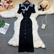 YuooMuoo Brand Fashion Summer Knitted Dress Women 2025 New Y2K Embroidery Long Bodycon Sweater Dress