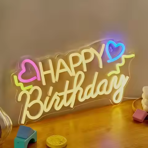 Chi-buy LED Neon Happy Birthday USB Powered Neon Signs Decor Lamp Signs Birthday Gift Wall Art For B