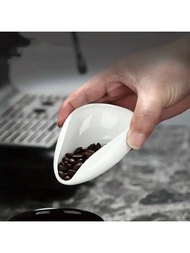 1 件裝咖啡豆劑量托盤純白色光滑瓷茶匙茶葉分離器容器套裝工具咖啡豆勺鏟茶盤