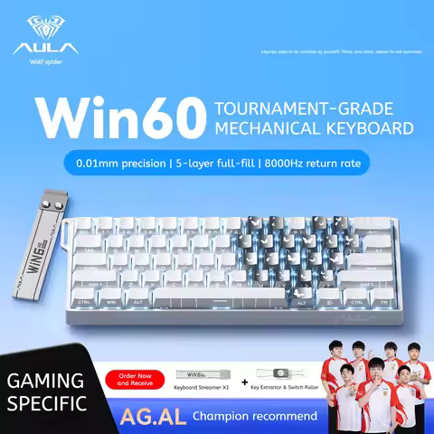 AULA WIN60 HE Magnetic Keyboard 21 Keys Butterfly Keycaps Wired Trigger 8K Return E-sports Gamer Cus