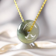 【願‧平安】冰飄烏雞翡翠平安扣項鍊 | 天然緬甸玉A貨翡翠 |送禮