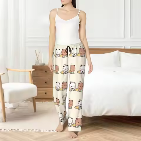 Custom Print Womens Bubu Dudu Pajama Pants Kawaii Sleepwear Sleep Lounge Bottoms with Pockets