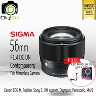 Sigma Lens 56 mm. F1.4 DC DN Contemporary For Mirrorless - แถมฟรี LED Ring 10นิ้ว -รับประกันร้าน Digilife Thailand 1ปี