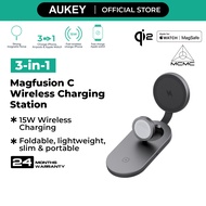 AUKEY LC-MC211 MagFusion L Qi2 2-in-1 Foldable Magnetic Fast Wireless Charging Station