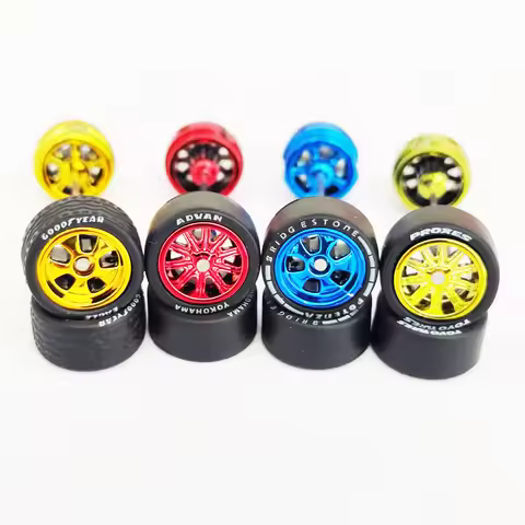 1set 10.8mm 1/64 Alloy Car Wheels with Tires 10 Rays or 5 Blades for Hot Wheel/Matchbox/Domeka/Tomy 