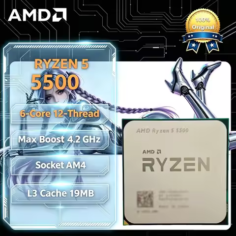 AMD R5 5500 Ryzen 5 5500 Zen3 7nm 6 Cores 12 Threads 4.2GHz Max Boost 16MB L3 Cache AM4 DDR4 Loose C