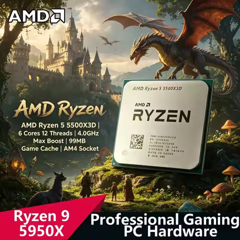 AMD Ryzen 5 5500X3D AM4 Gaming CPU｜6C/12T,3GHz-4.0GHz Boost,96MB L3 Cache,7nm 105W Desktop Processor