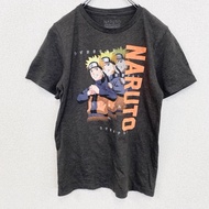古著火影忍者角色短袖動漫印花 T 卹，炭灰色，圓領，復古設計，L 碼