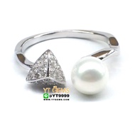 แหวนไข่มุก ฟรีไซส์ แหวนเงินแท้ ชุบทองคำขาว ไข่มุกแท้ YTG-10251