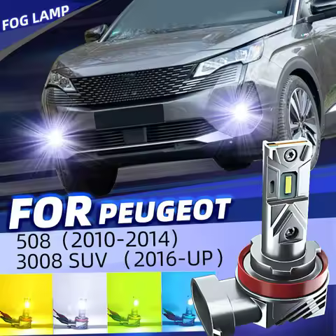 2×Car LED Front Fog Light Bulbs Dual Colors Switchback No Error Lamp For Peugeot 508 SW 8E 8D 2010-1
