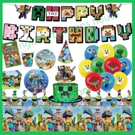 Minecraft Banner Balloon Set Minecraft Themed Birthday Tableware Minecraft Birthday Party for Boys M