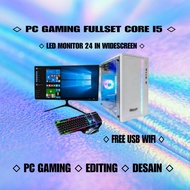 Pc Gaming Fullset Core i5 Ram 8 Gb Hdd 500 Gb Vga 2 Gb Ddr3 Led Monitor 24 In Pc i5