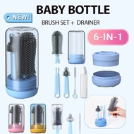 6 pcs/set baby bottle brush set multifunctional pacifier brush silicone baby milk bottle cleaning brush baby bottle detergent baby bottle brush