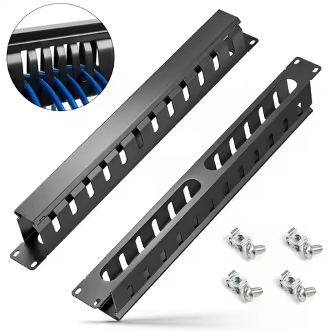 1U Cable Management Horizontal Mount 12/24 Slot 19inch Server Rack Wire Organizer Network Cable Mana