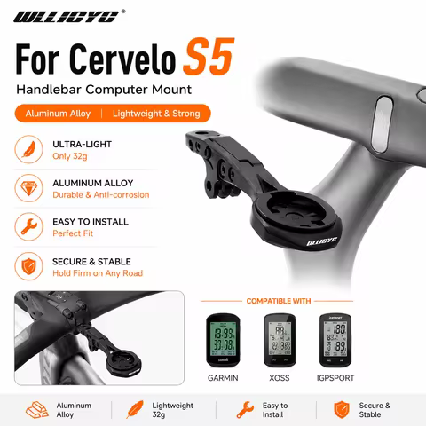 Bike Computer Mount for Cervelo S5 Integrated Handlebar Aluminum Alloy GPS Mount For Garmin Bryton W